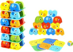 Jenga elefantes en madera