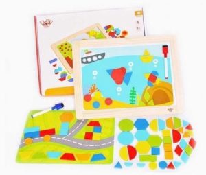 Pizarra y puzzle con formas magnético Tooky Toy