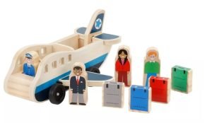 Avión de madera con pasajeros