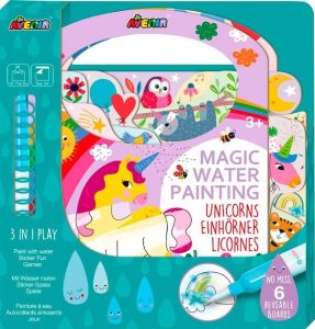 Libro mágico con marcador de agua unicornios