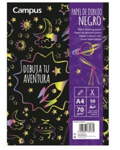 Block dibujo hojas negras 50 hojas