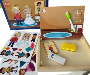Caja magnética con puzzles y pizarra