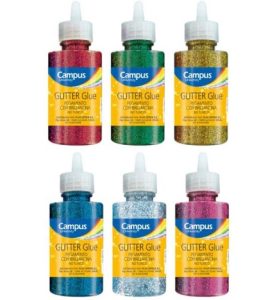 Adhesivo con Glitter caja 6 colores
