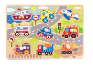 Puzzle encastre medios de transporte