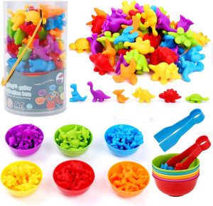 Set de dinosaurios de colores para clasificar