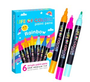 Marcadores Acrilico Rainbow 3mm - 6 Colores Life Of Colour