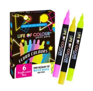 Marcadores Acrilico flúor 3mm - 6 Colores Life Of Colour