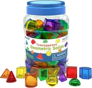 Figuras 3D geométricas 60 piezas traslúcidas