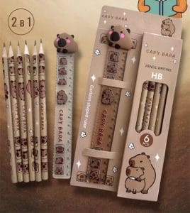 Set 6 lápices y regla capibara